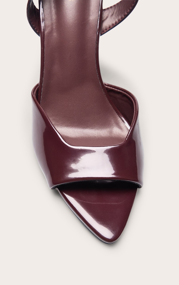  Oxblood Point Toe Vamp Strap High Stiletto Heeled Sandals image 5
