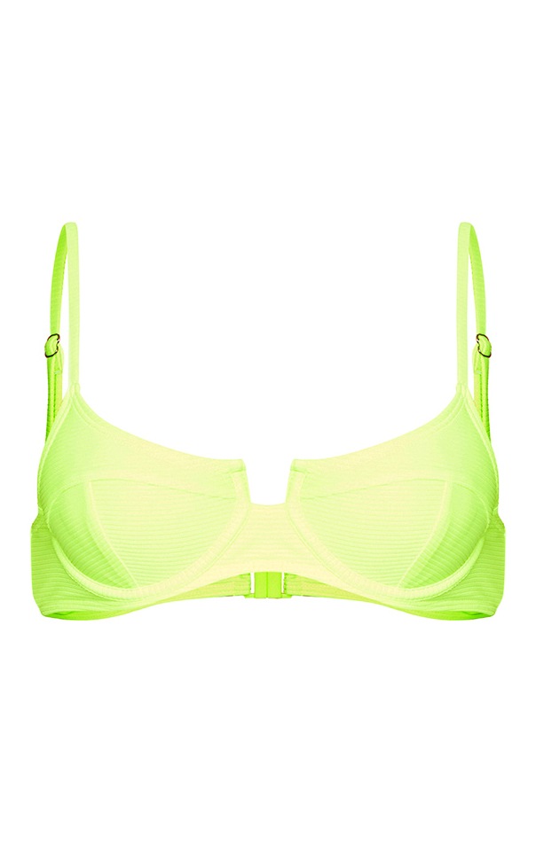 Neon Yellow Mini Ribbed Bikini Bottoms PrettyLittleThing USA