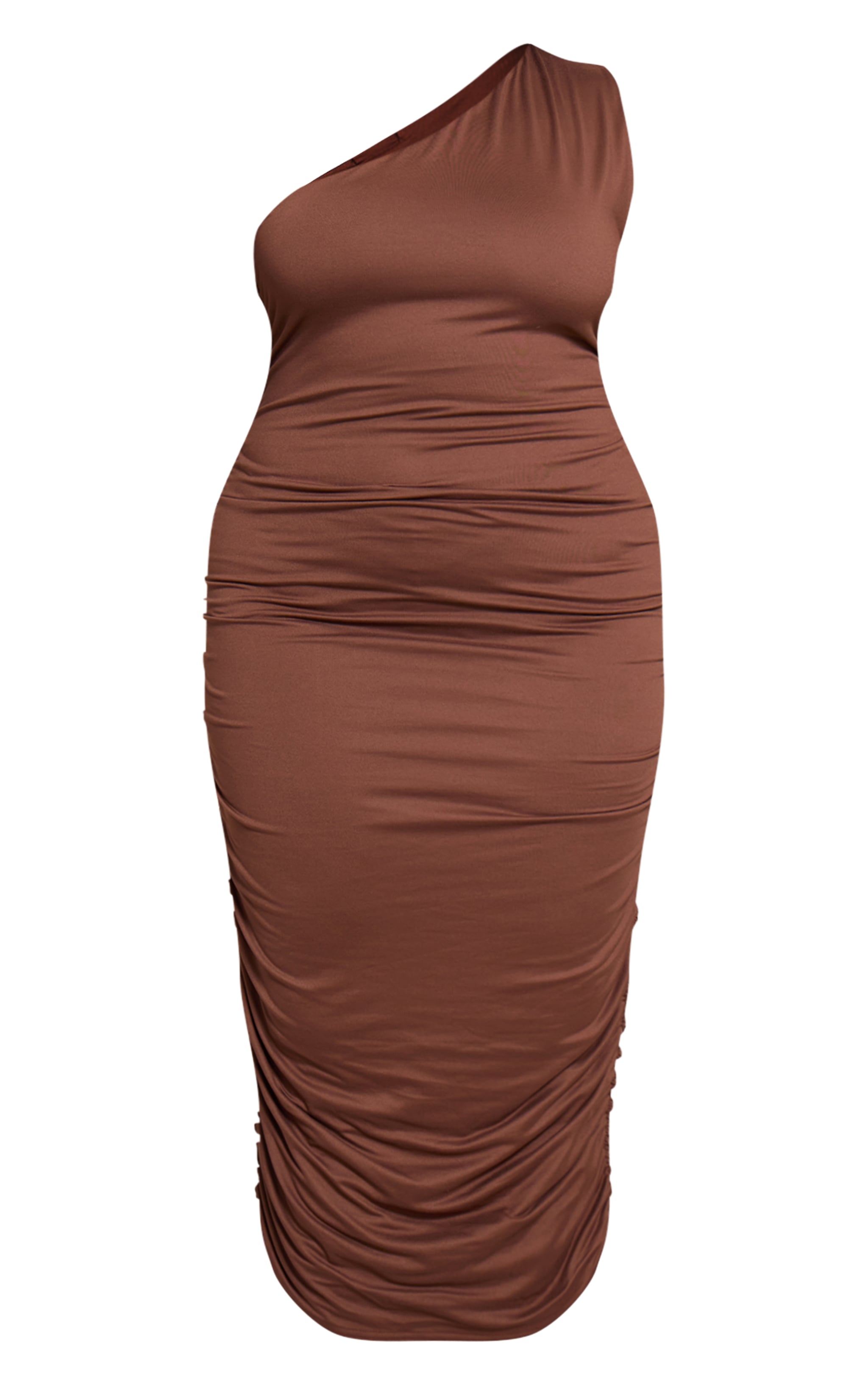 Plus One Shoulder Ruched Detail Neck Midaxi Dress image 5