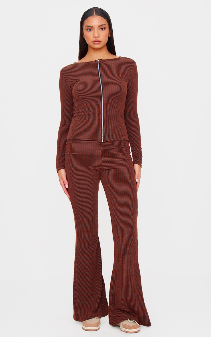 Chocolate Rib High Waisted Flares image 1