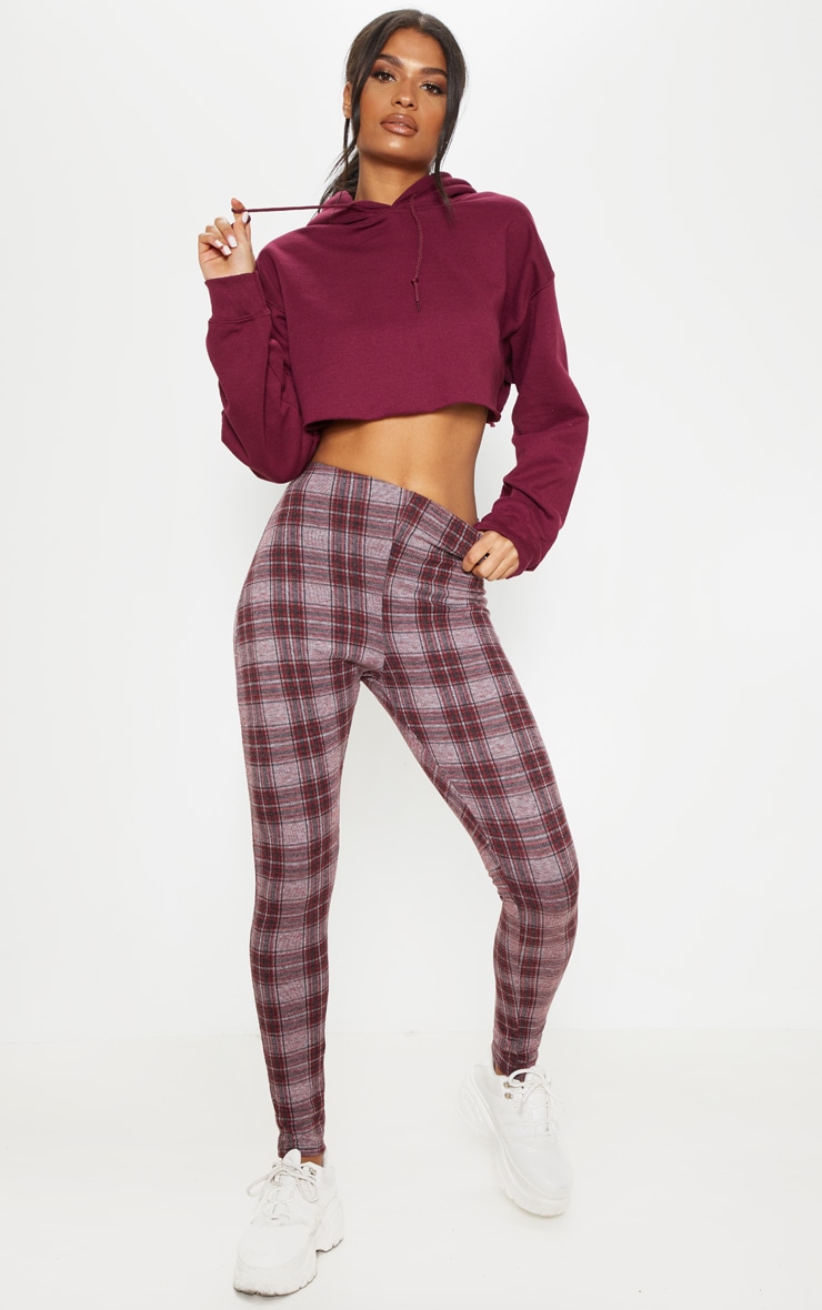 Grey Check Brushed Printed Legging PrettyLittleThing