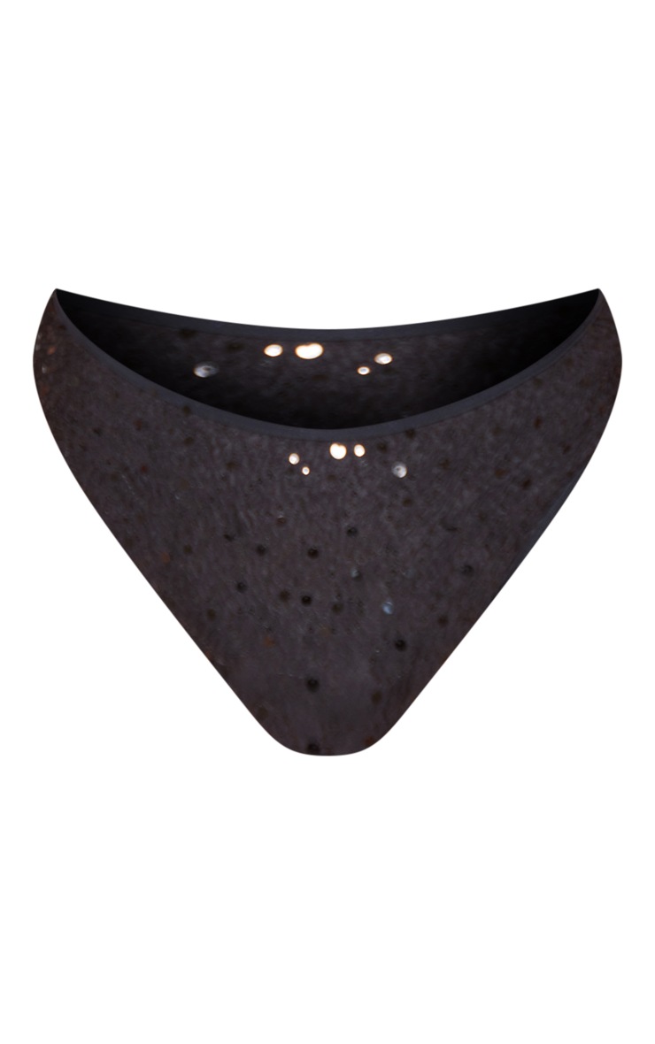 Plus Black Sequin High Waisted Bikini Bottoms PrettyLittleThing UAE