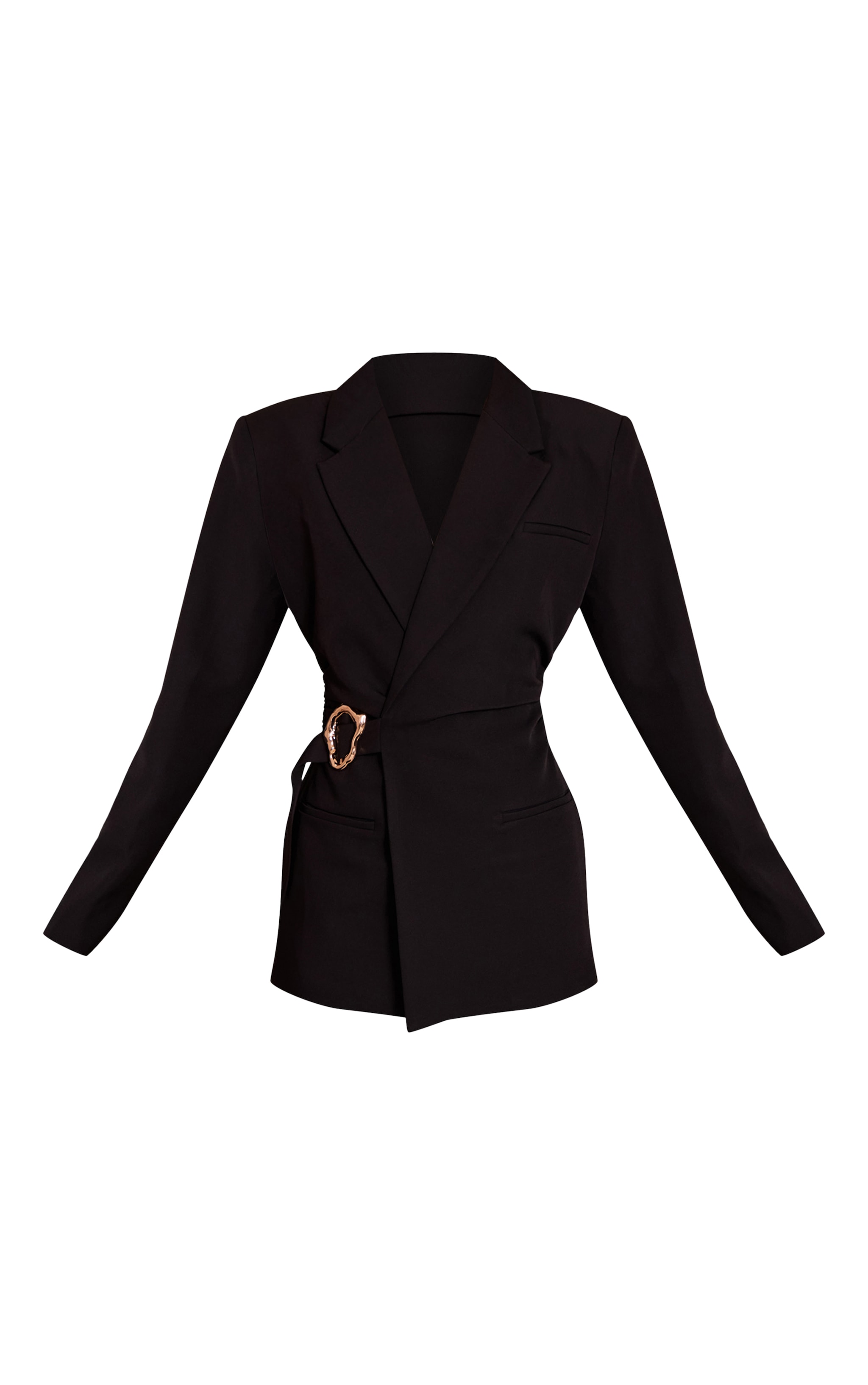 Black Belted Trim Detail Blazer image 5