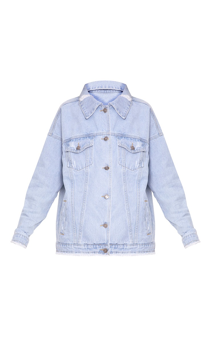 Girl Gang Light Wash Oversized Denim Jacket PrettyLittleThing