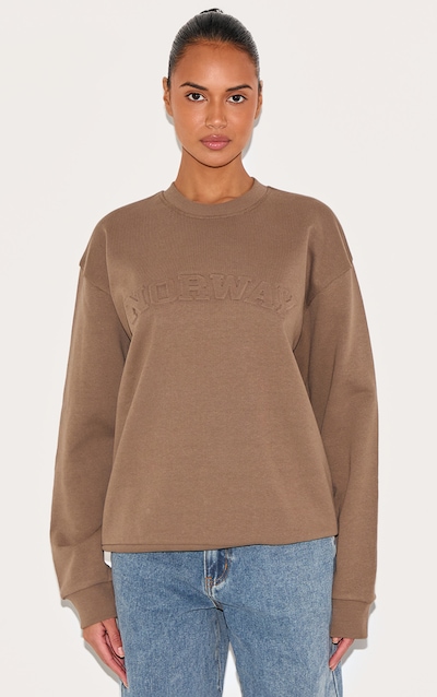 Sweat deluxe taupe à slogan "Norway" en relief