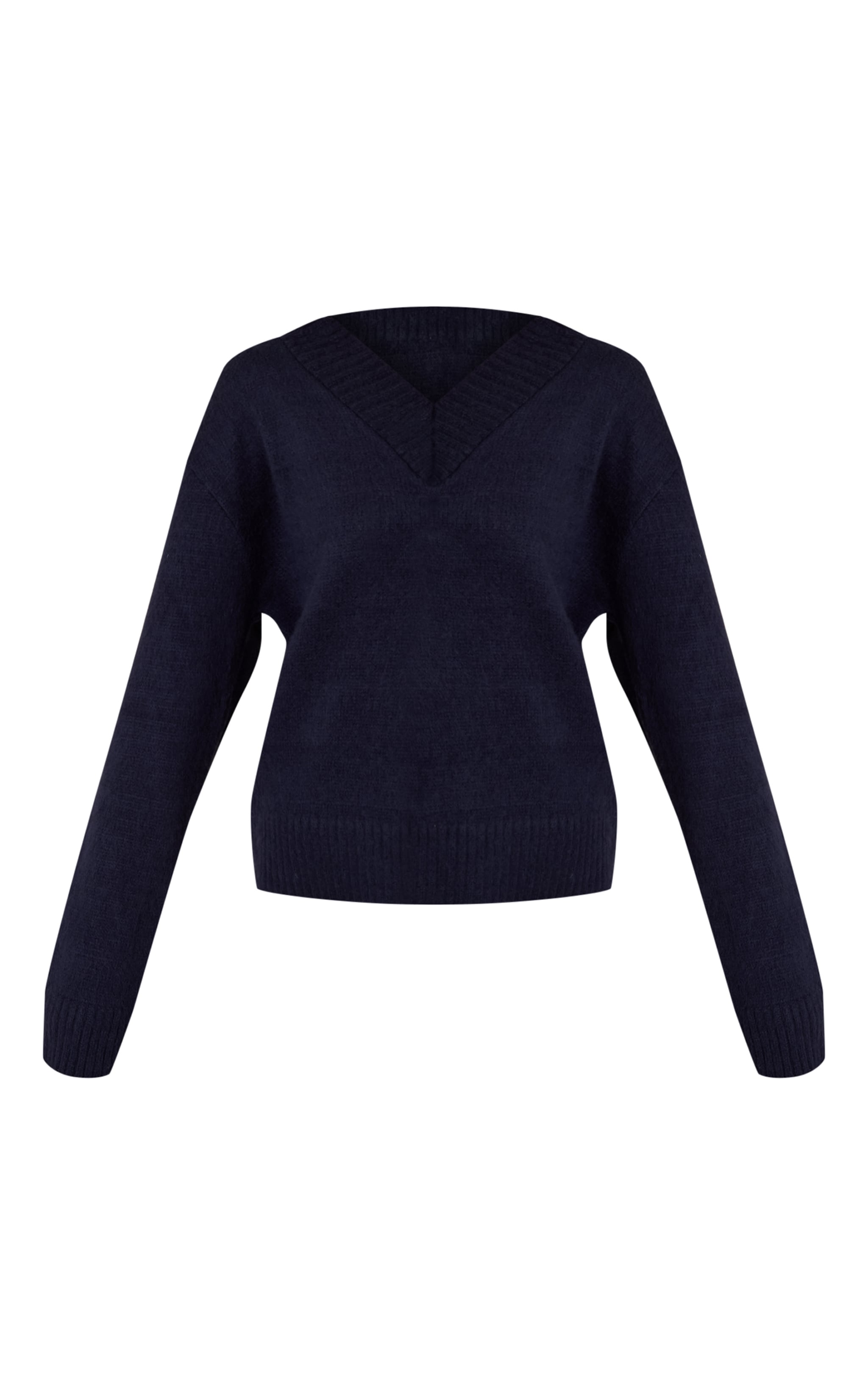Navy Brushed Laguna Knit V Neck Sweater  image 5