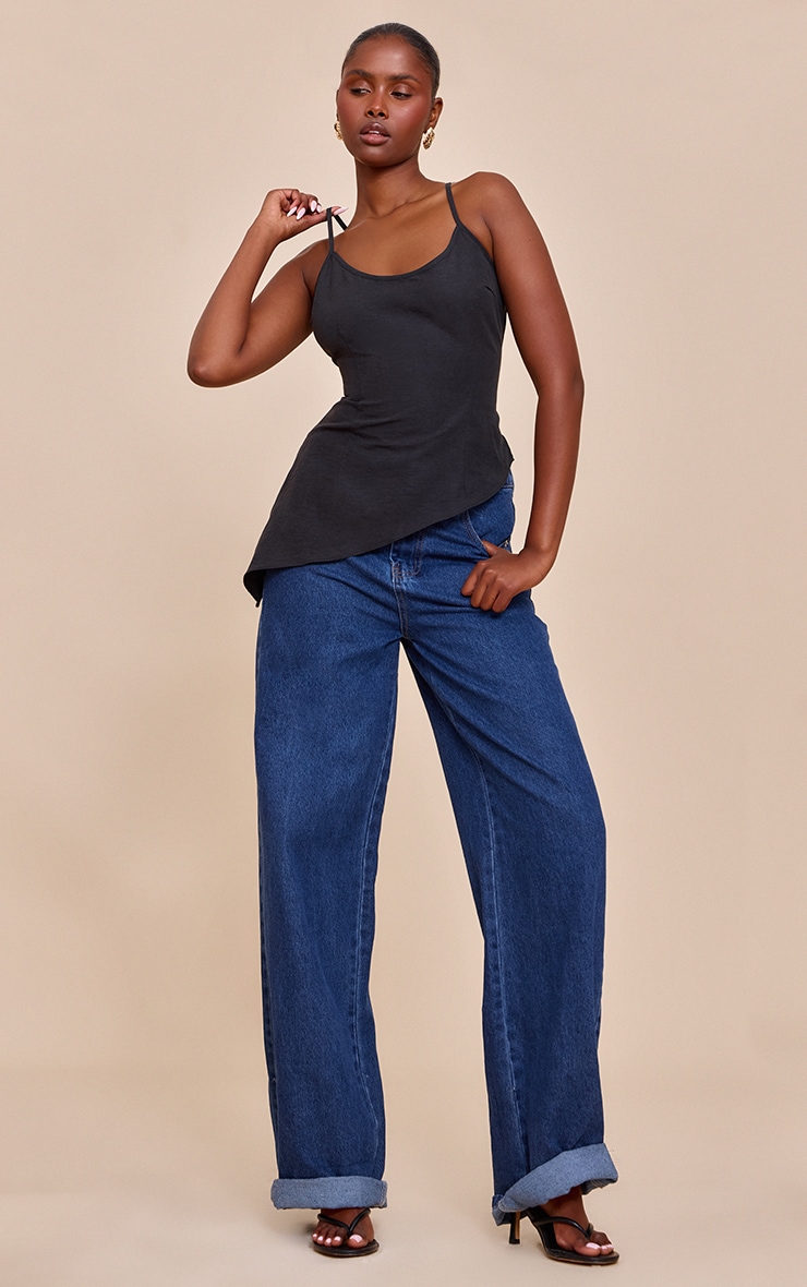 Black Peach Skin Asymmetric Cami image 3