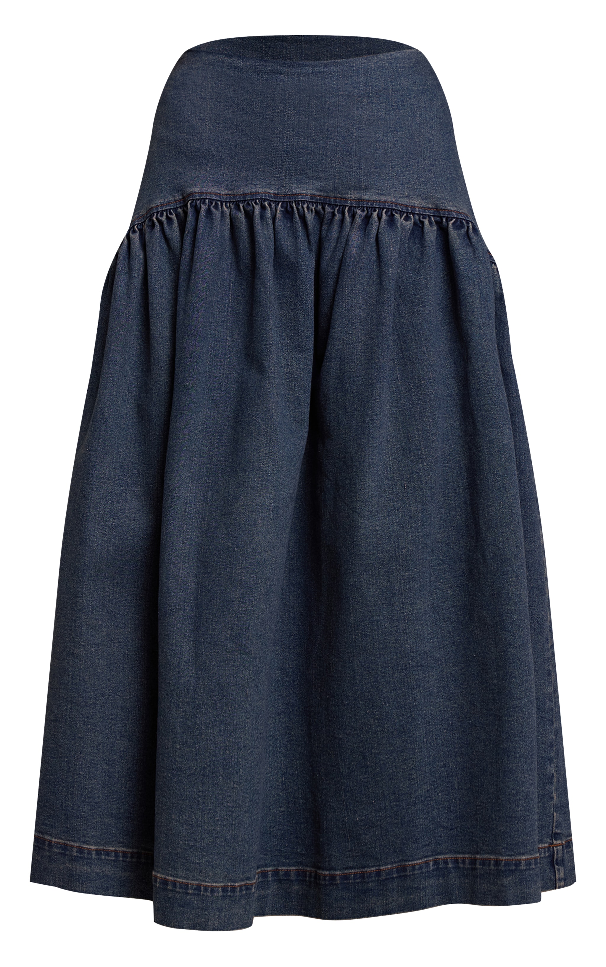 Vintage Denim Frill Detail Floaty Maxi Skirt image 5