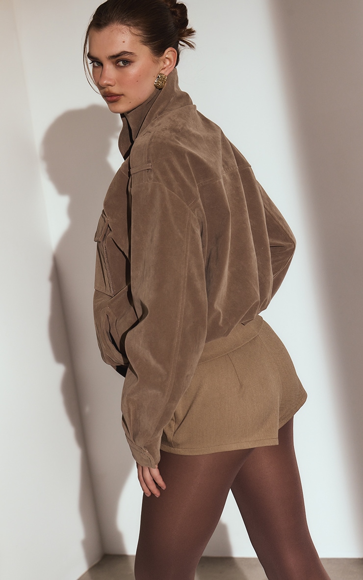 Mocha Woven Waistband Detail Hot Pants image 3