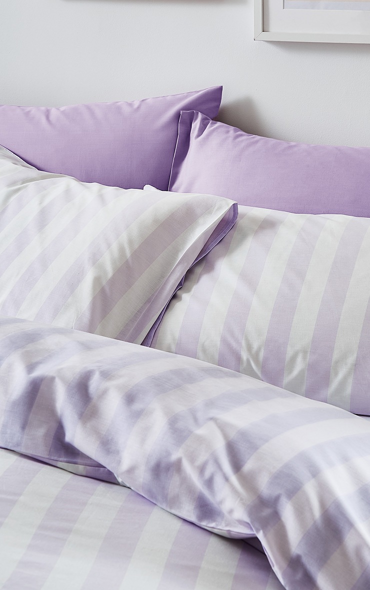 Lilac Stripe Tease Double Duvet Cover image 2