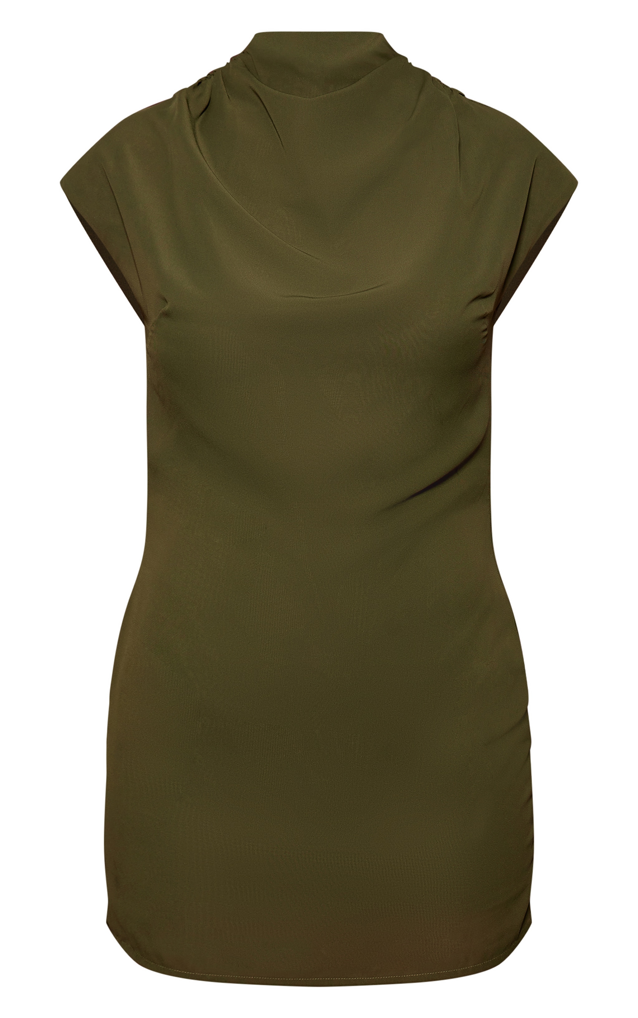 Khaki Chiffon Cap Sleeve Mini Dress image 5