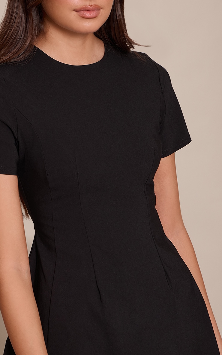 Black Cap Sleeve Shift Dress image 4