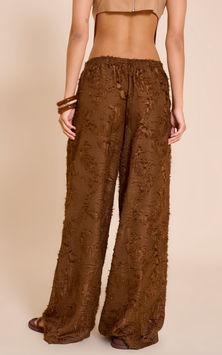 Chocolate Textured Flaoty Wide Leg Pants image 3