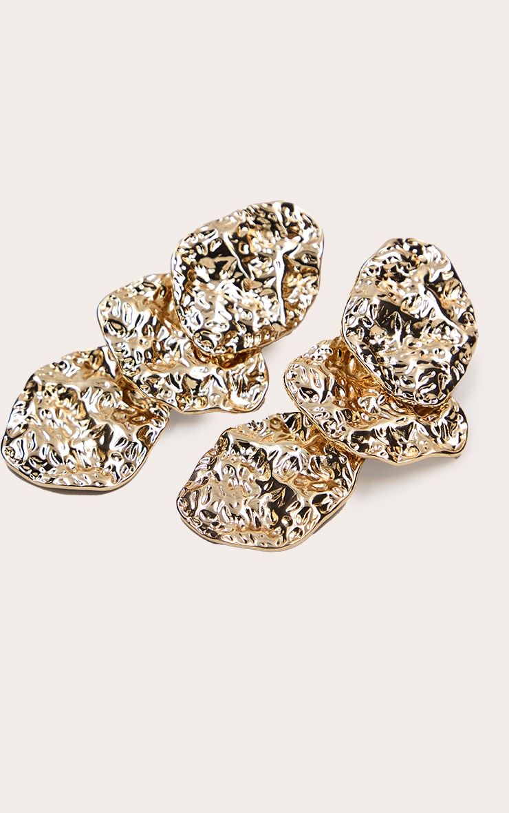 Gold Textured Statement Drop Earring image 3