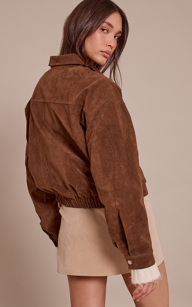 Chocolate Croc Suede Bomber Jacket image 2