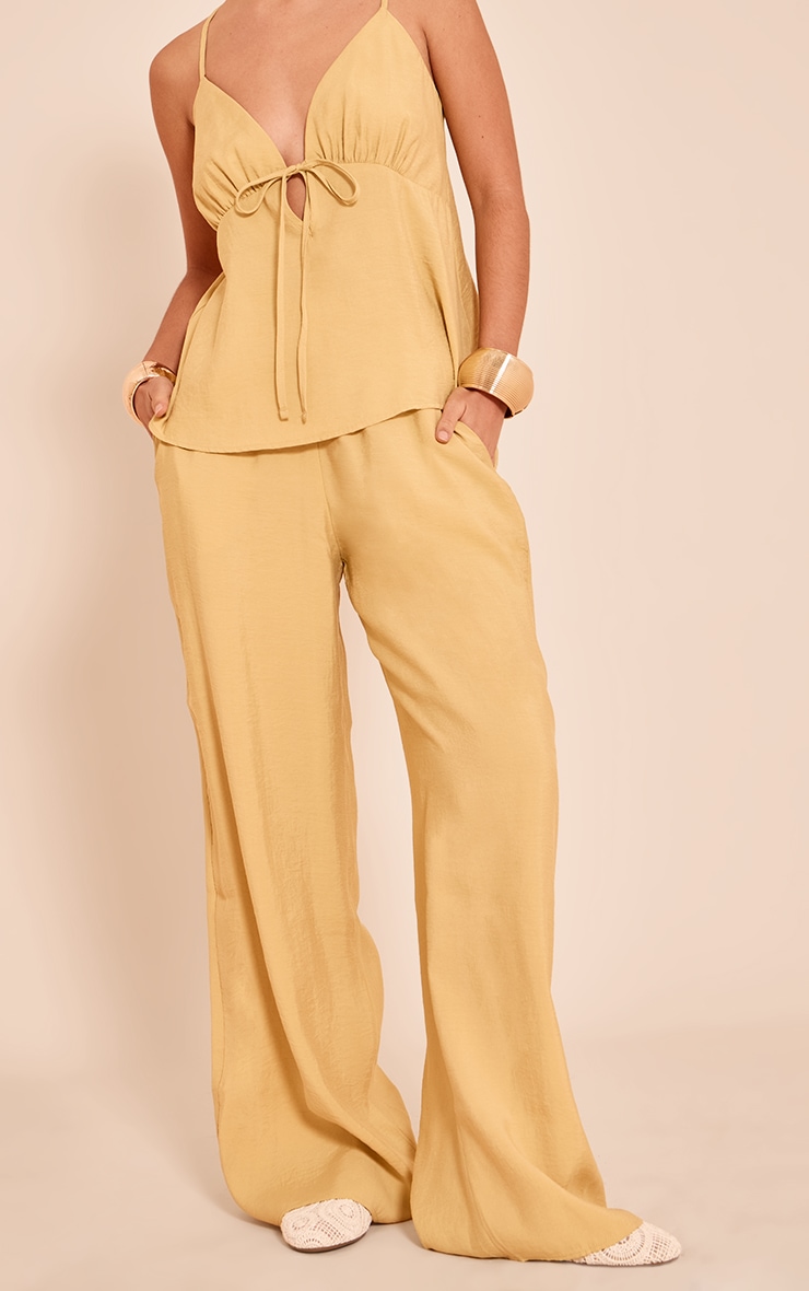 Pantalon large tissé moutarde image 2