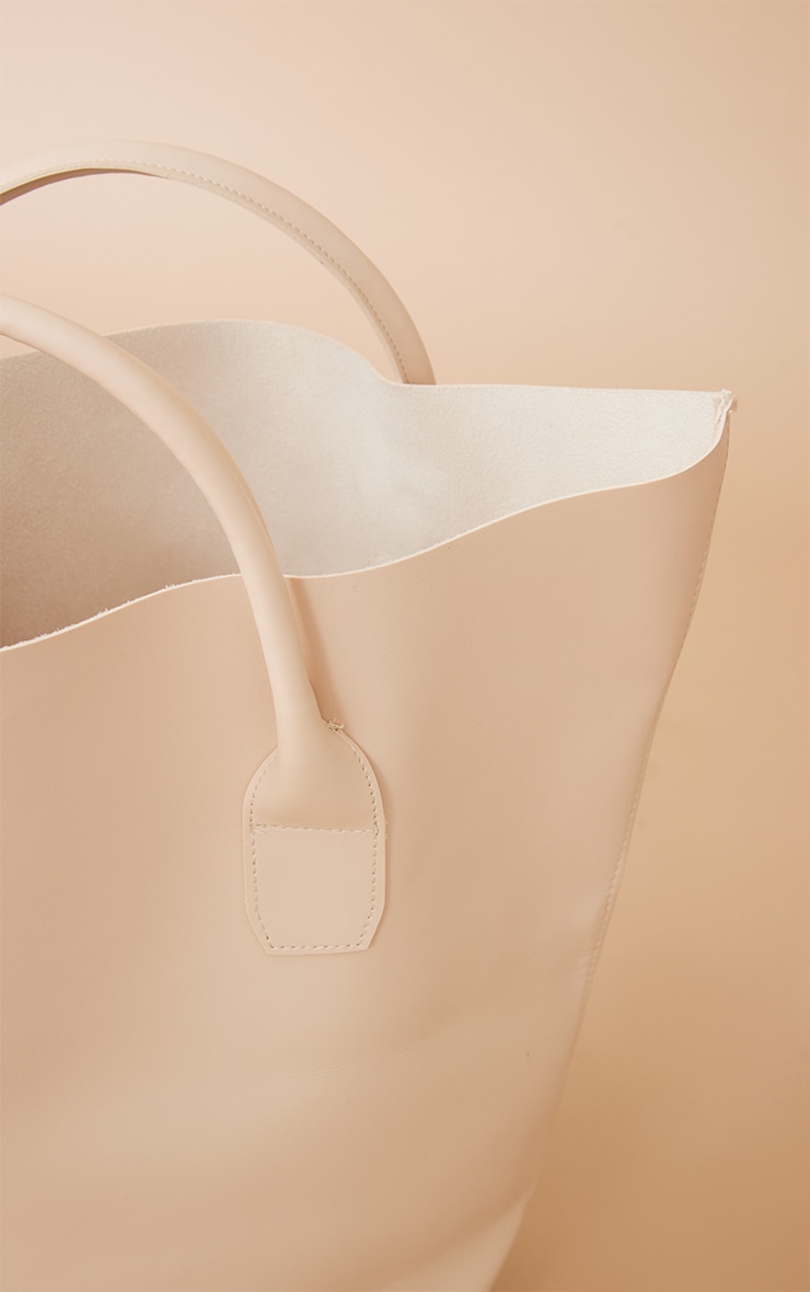 Cream Oversized PU Tote Bag image 3