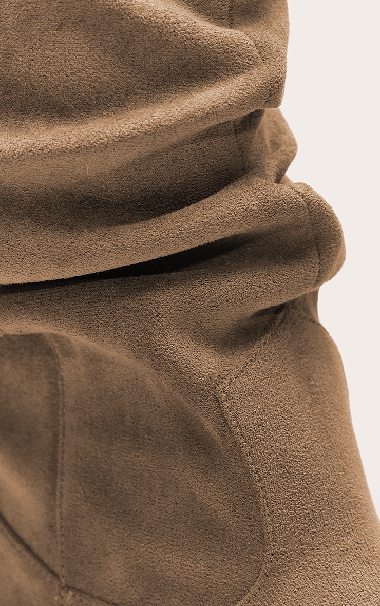 Bottines en suédine gris pierre froncées à petit talon image 5