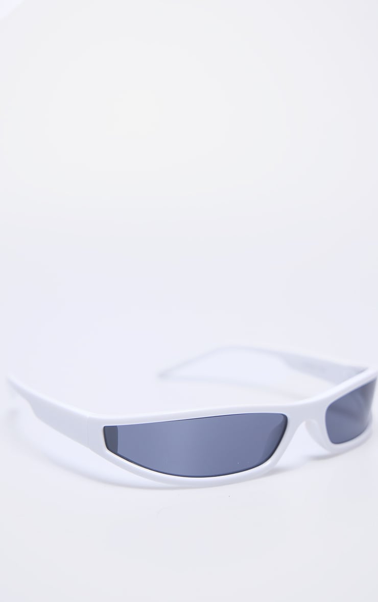 White Slim Sporty Visor Sunglasses image 3