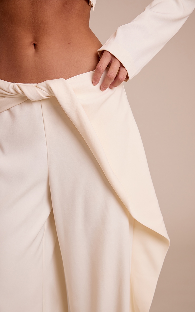 Cream Twist Detail Pants image 4