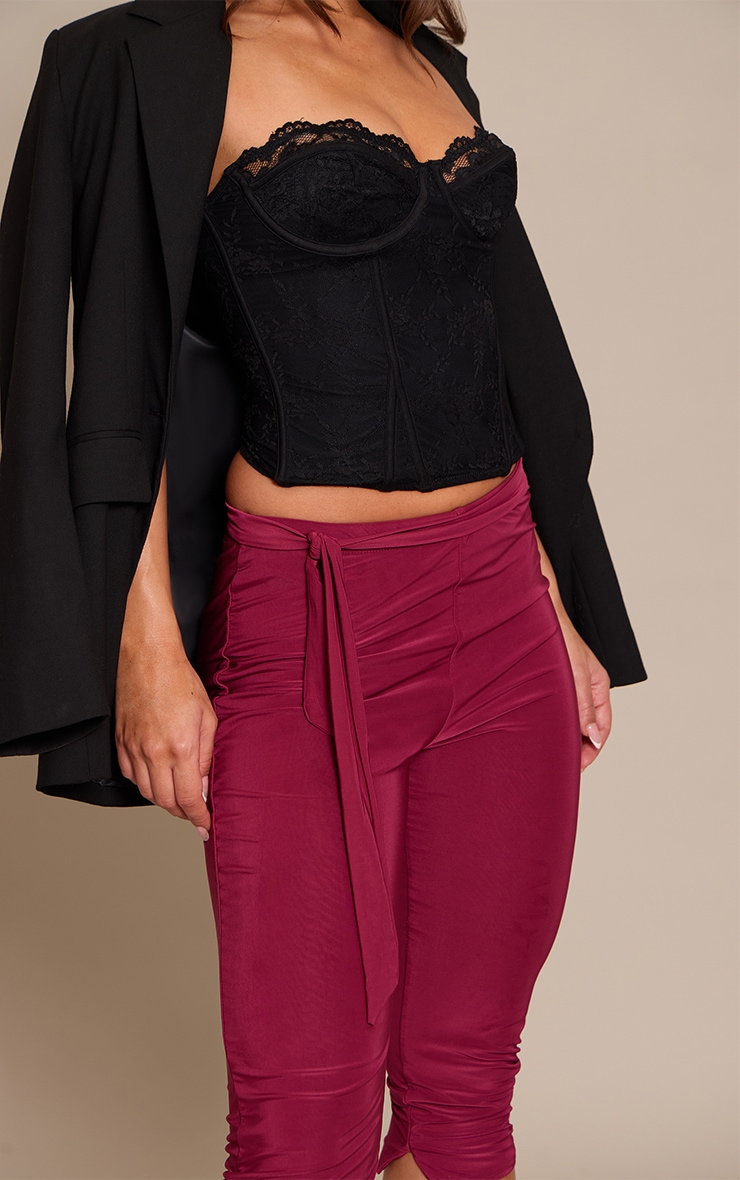 Plum Double Layer Wrap Waist Capri Leggings image 4