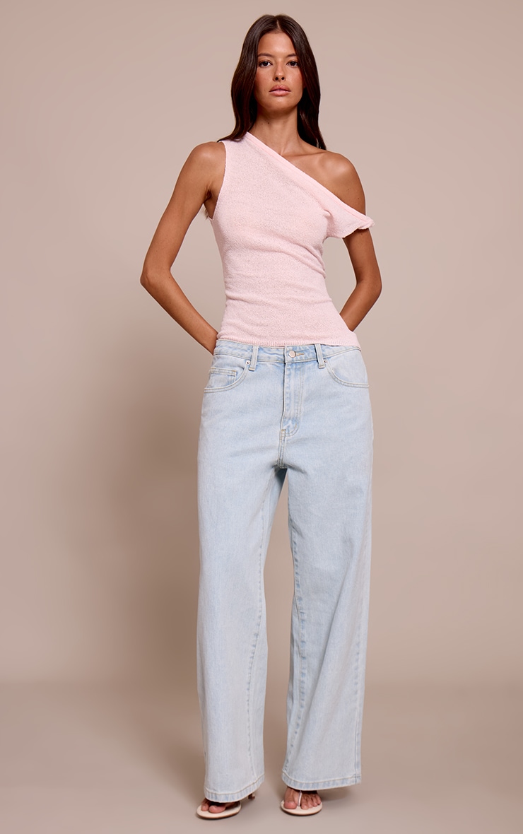 Soft Pink Towelling Fine knit Asymmetric Top image 3