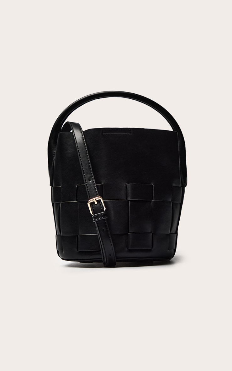 Sac bandoulière noir en PU souple à détails tressés image 3