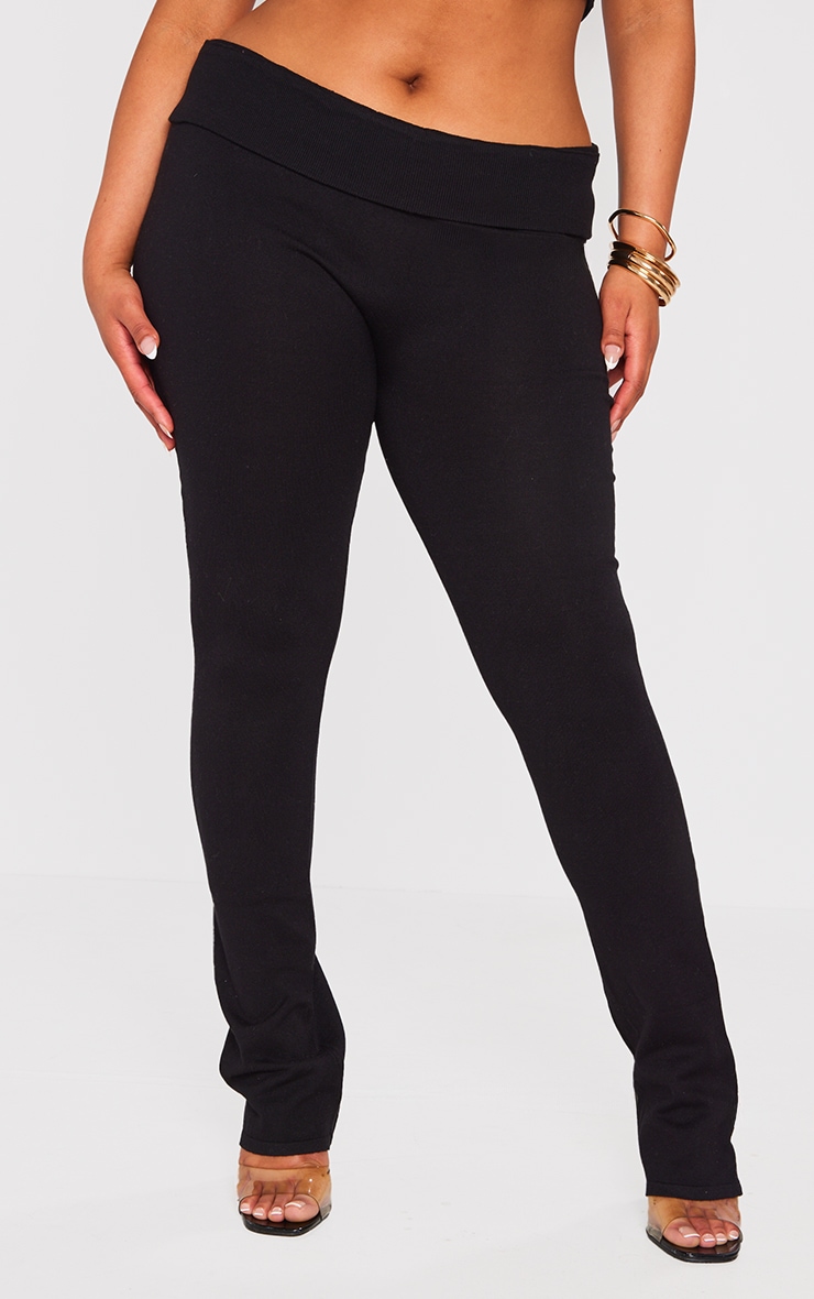 Plus Black Kick Flare Knit Leggings image 2