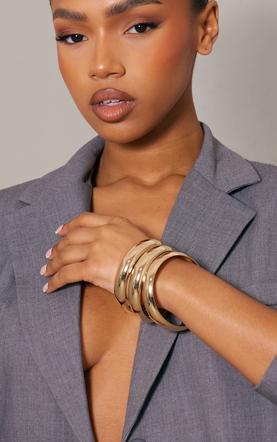 Gold Chunky Bangle 3 Pack