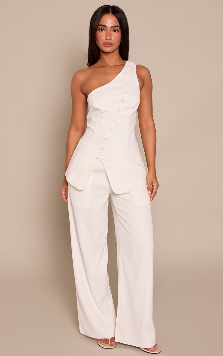 Petite White Button Through Neckline Tailored Woven Vest  image 3