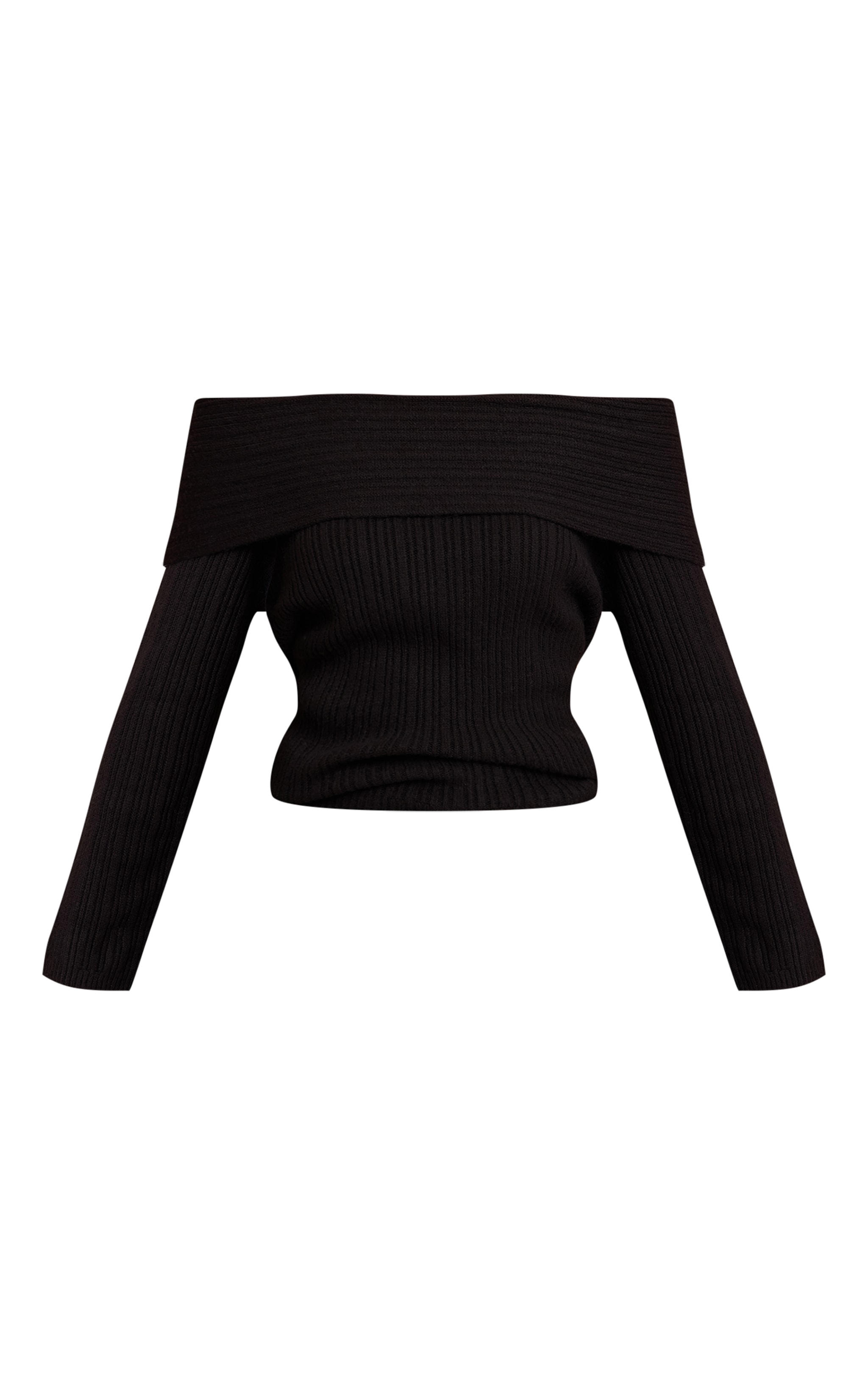 Black Off The Shoulder Knit Long Sleeve Top image 5