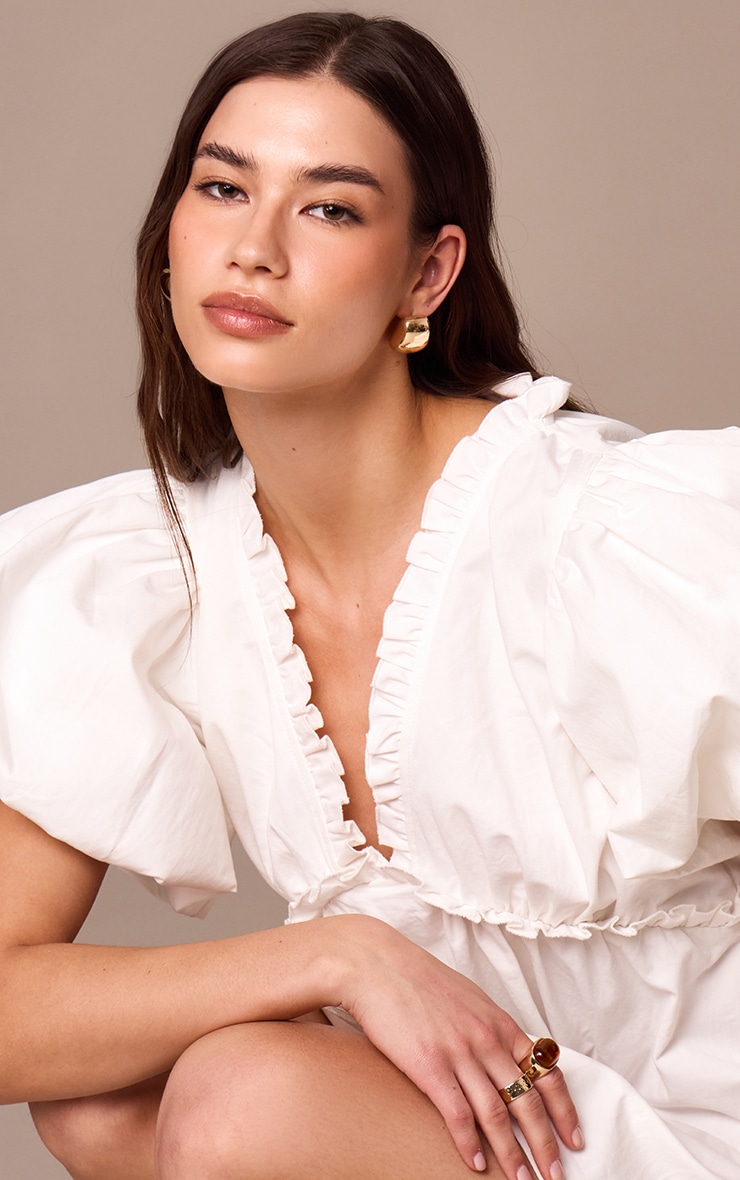 Robe trapèze en coton blanc plissée image 4