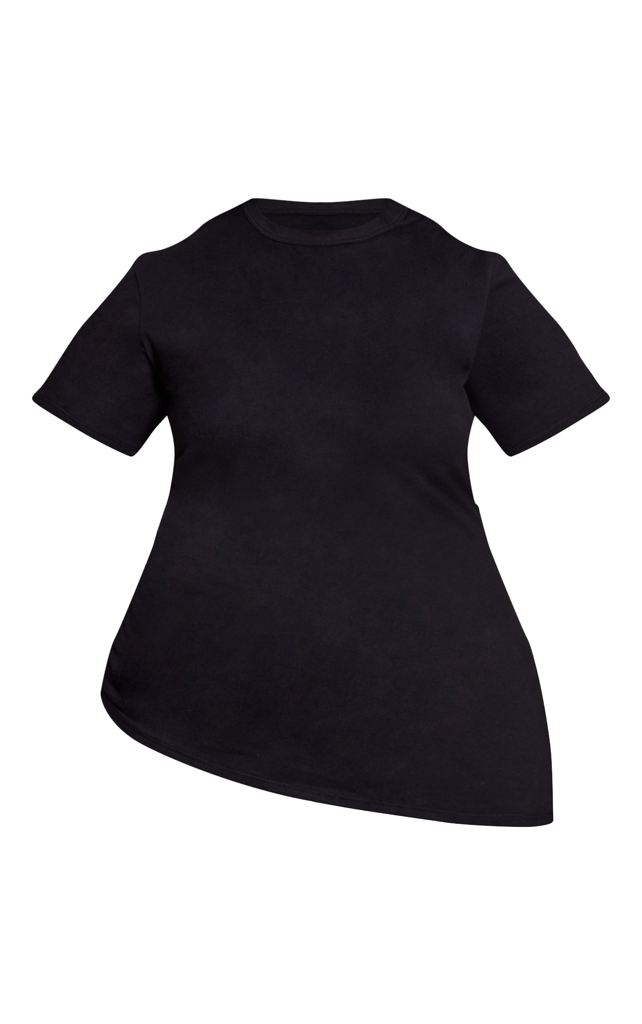 Plus Black Cotton Ruched Side Asymmetric Hem T-shirt image 5