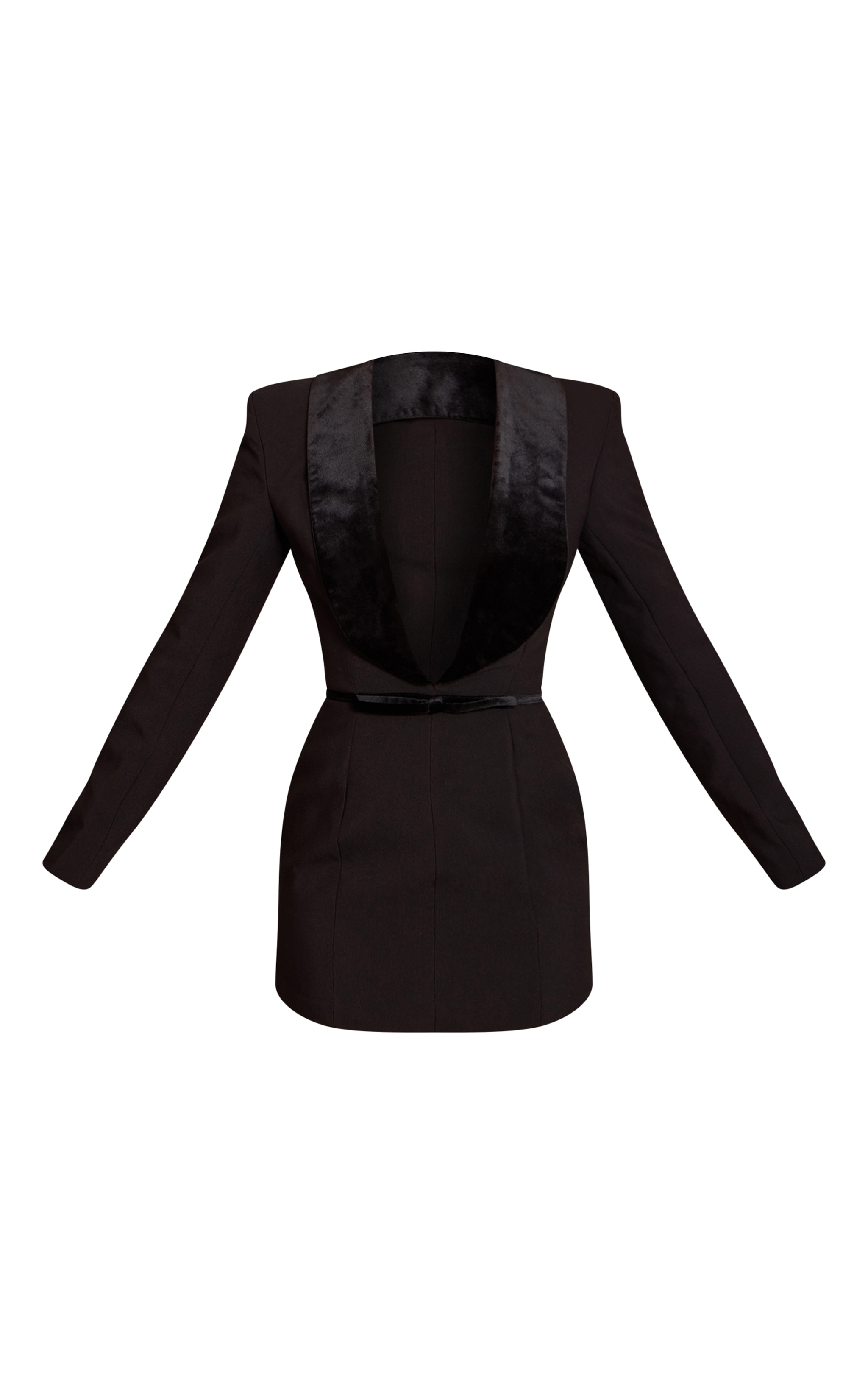 PLT Label Black Velvet Lapel Bow Detail Blazer Dress image 5