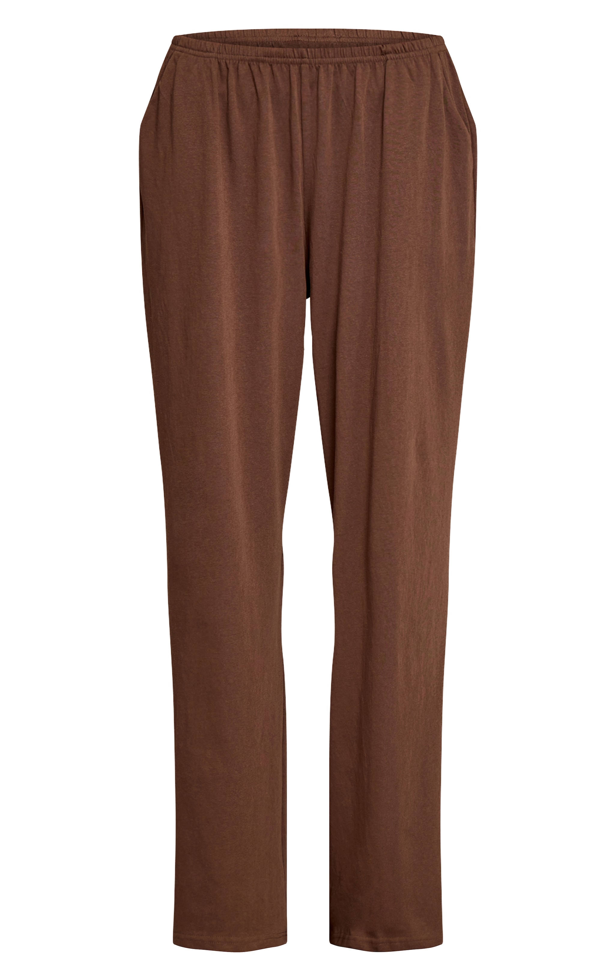 Chocolate Brown Soft Textured Relaxed Wide Leg Pants image 5