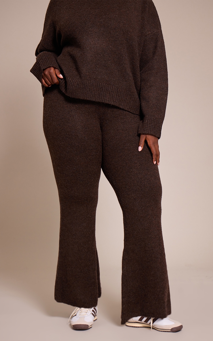 Plus Chocolate Wide Leg Knitted Pants image 2