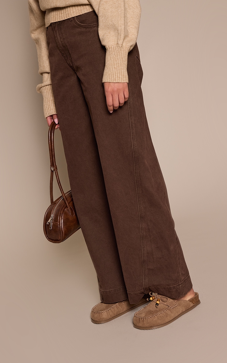 Taupe Faux Suede Tassel Detail Footbed Mule image 1