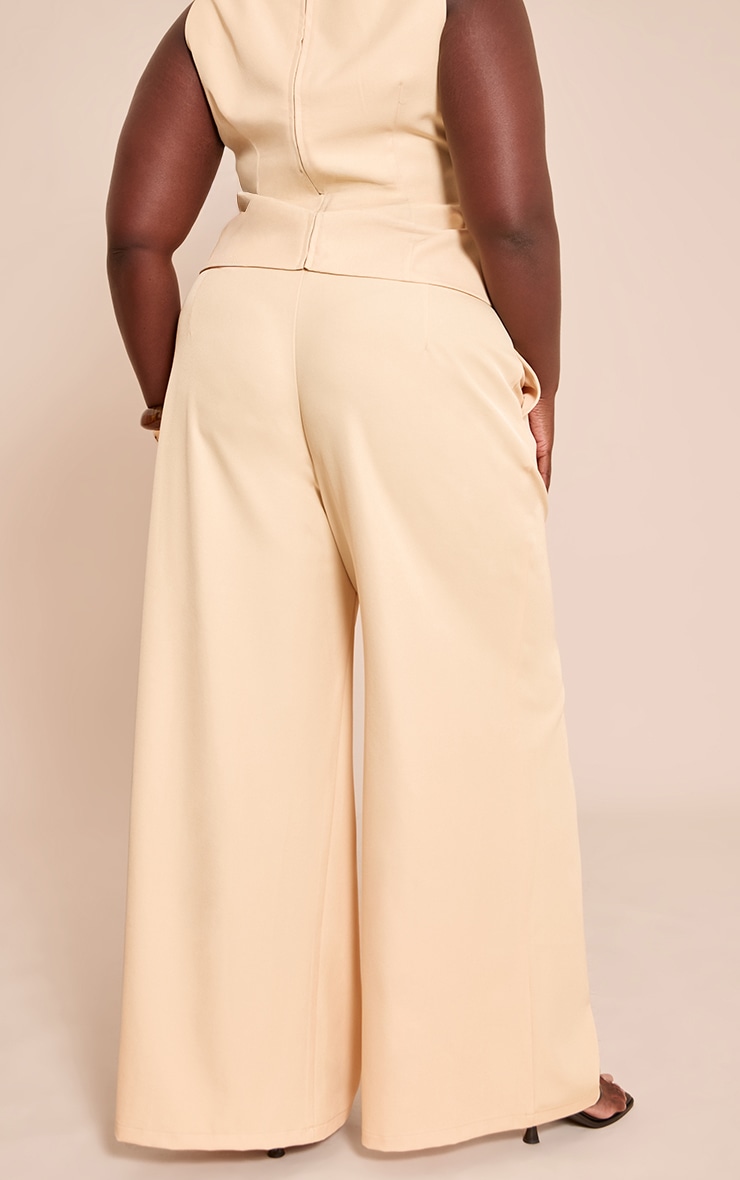 Plus Lemon Woven Tailored Pleated Wide Leg Pants image 3