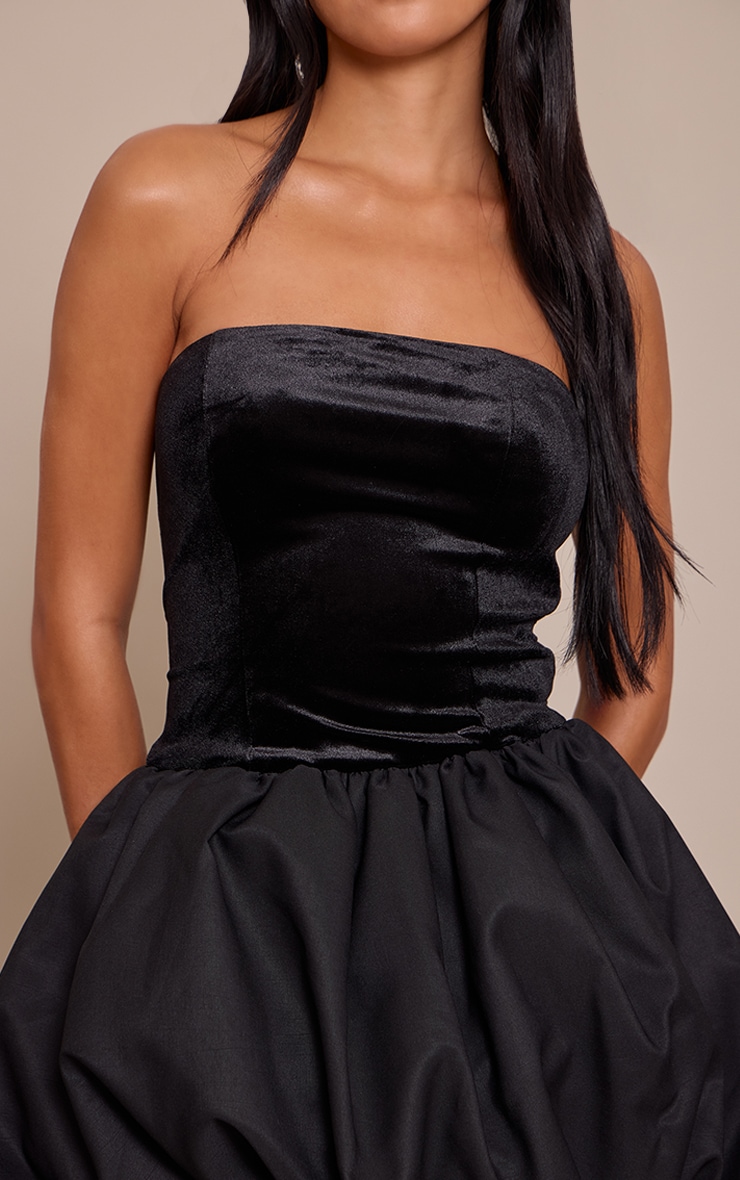 Black Contrast Velvet Maxi Dress image 4