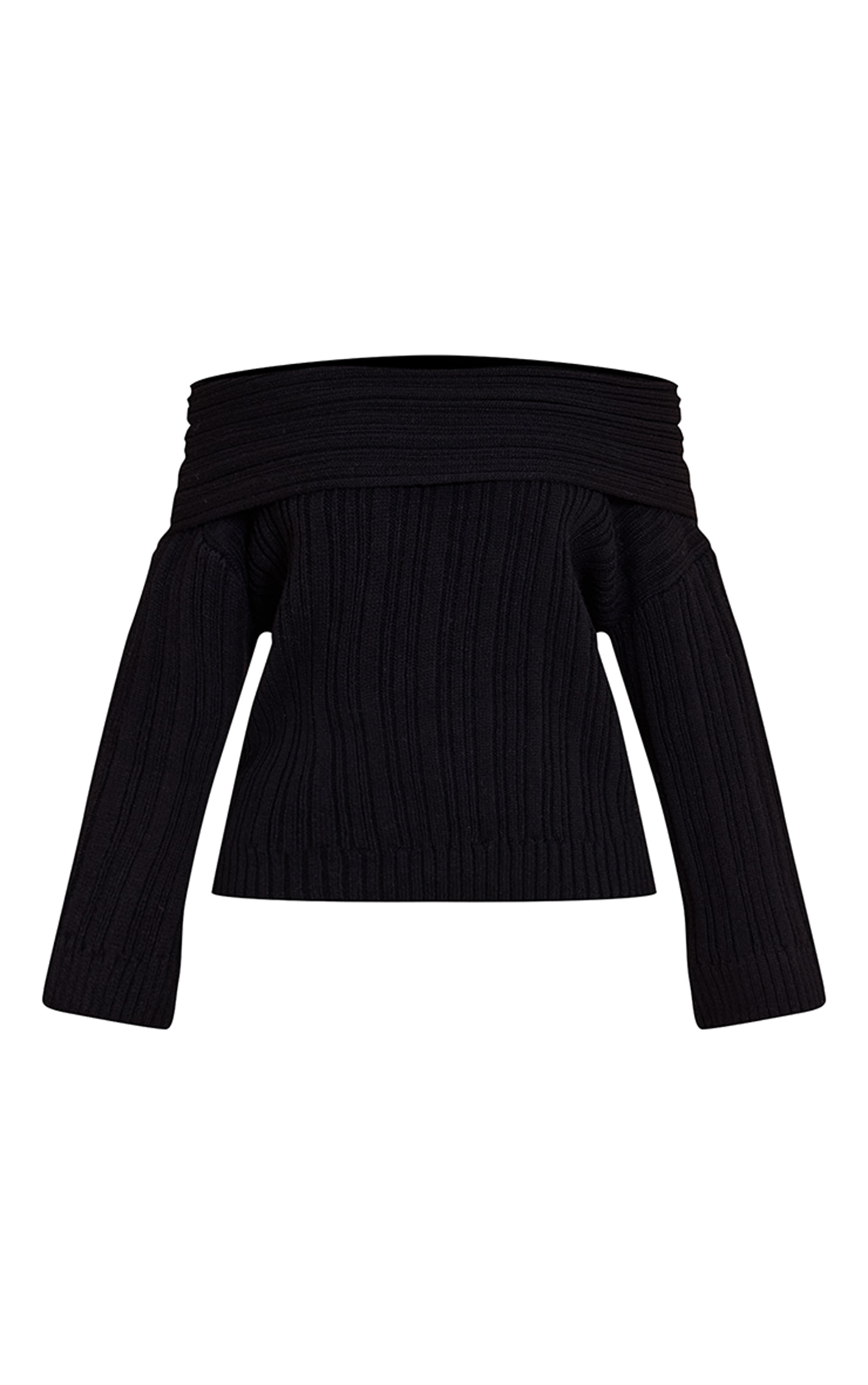 Petite Pull en maille tricot noire à épaules dénudées image 5