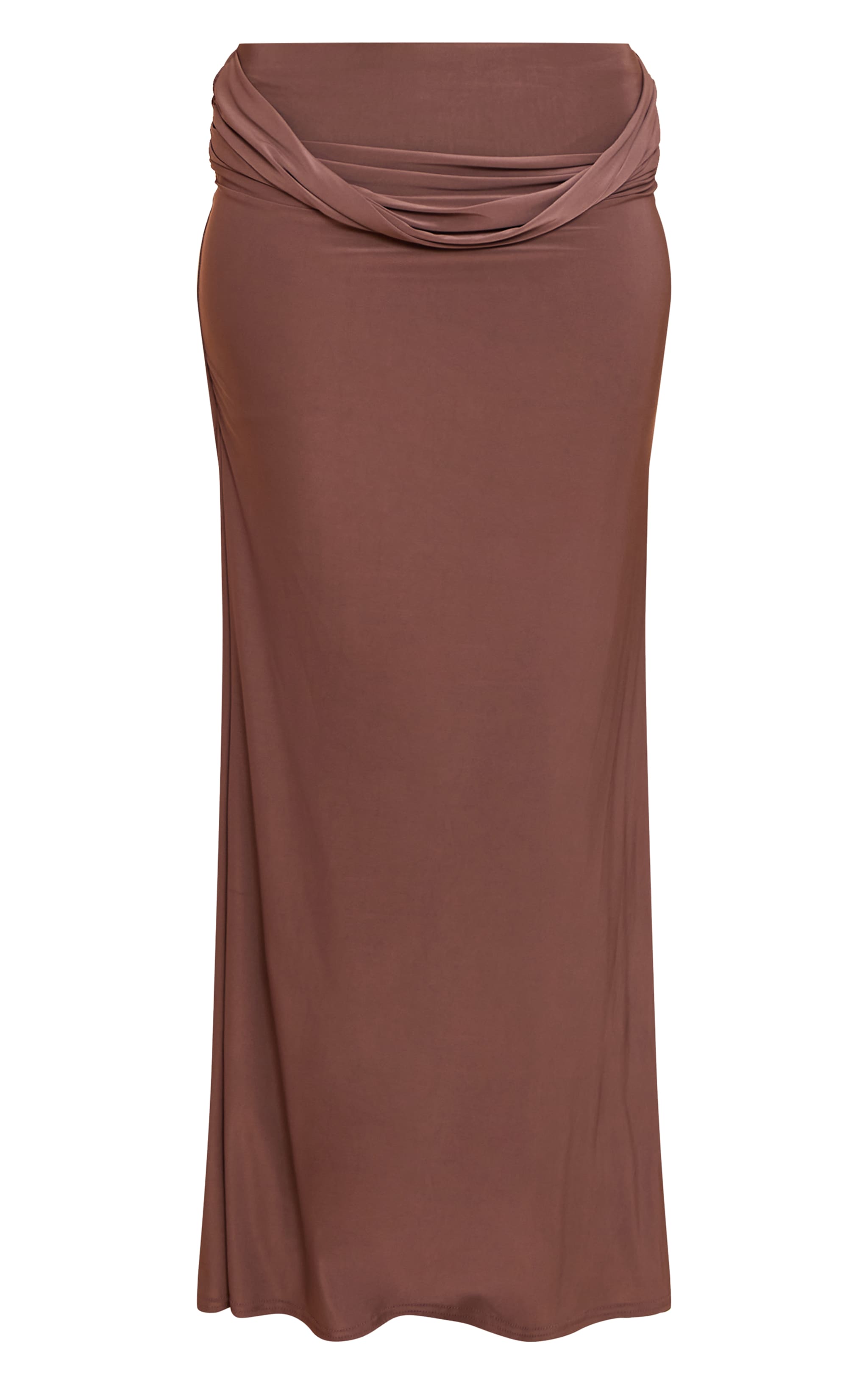 Mushroom Double Layer Slinky Drape Waist Maxi Skirt image 5