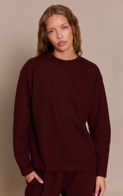 Chocolate Brushed Rib Long Sleeve Sweatshirt