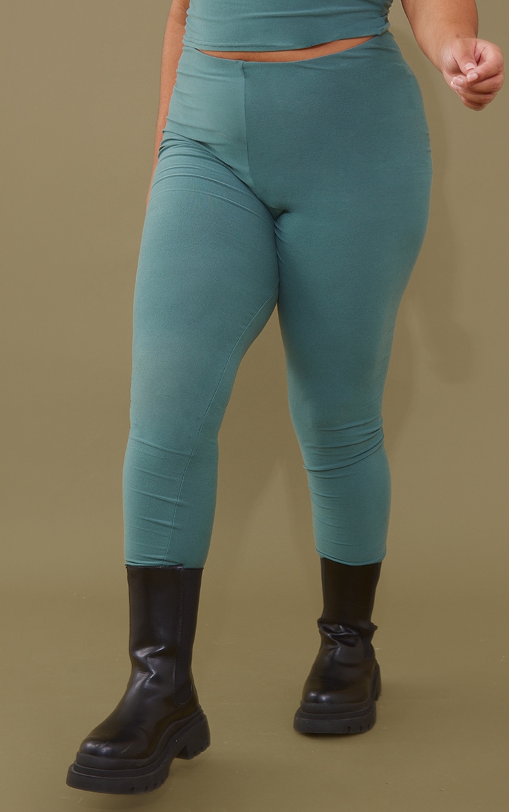 Plus Sea Green Soft Touch Jersey Leggings image 2