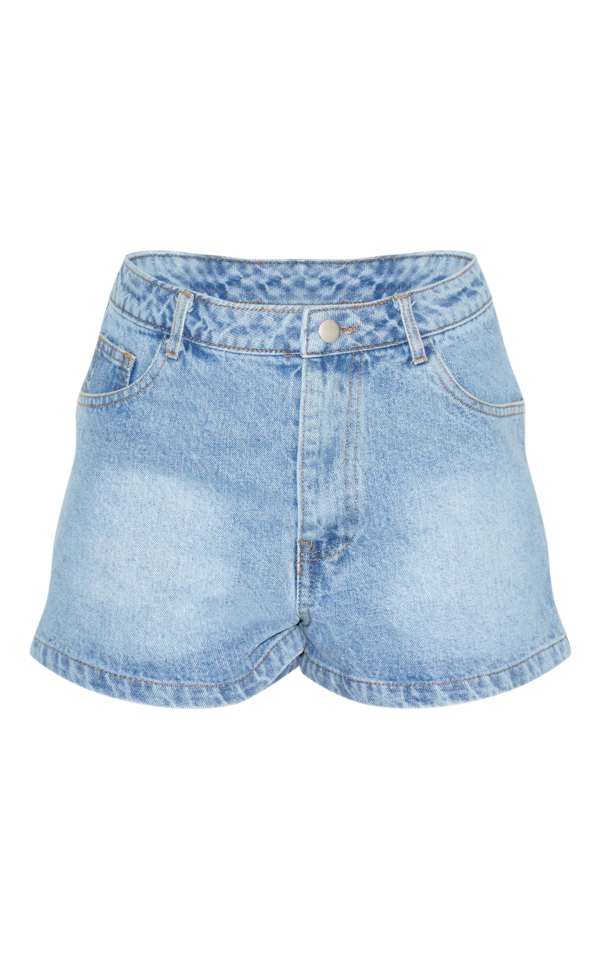 Light Vintage Blue High Waist Denim Hot Pants image 6