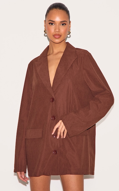 Robe blazer oversize en velours côtelé chocolat