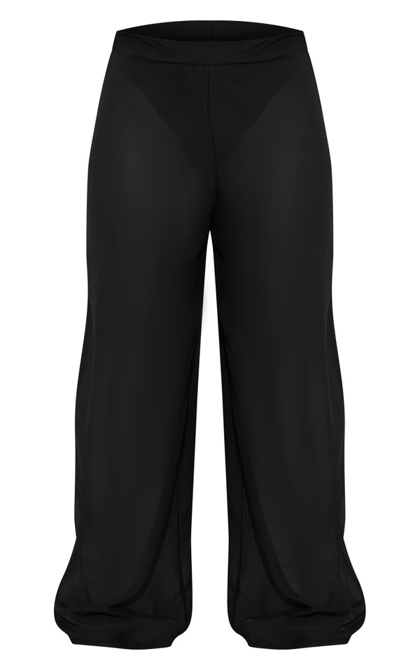 Plus Black Wide Leg Beach Pants PrettyLittleThing CA