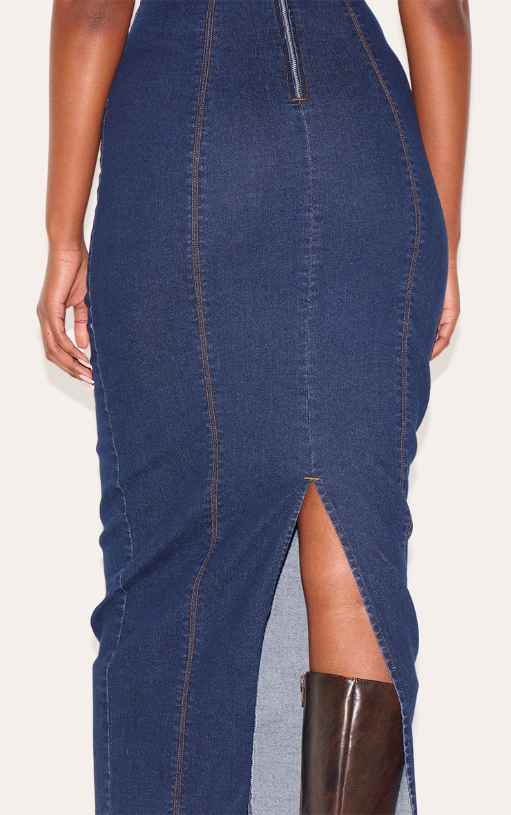 Robe mi-longue en jean indigo à bretelles fines image 4