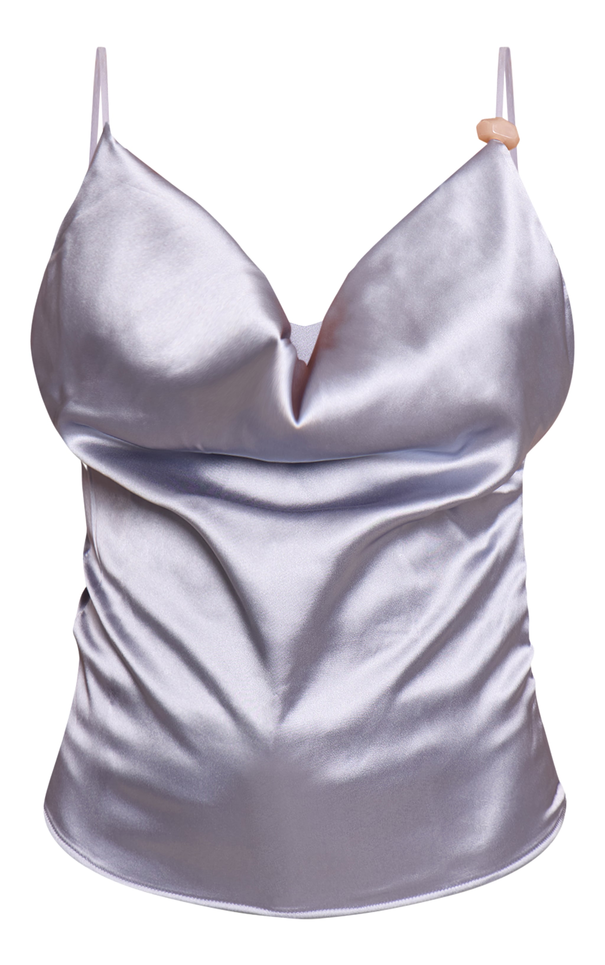 Baby Blue Satin Bead Detail Cowl Neck Top image 5