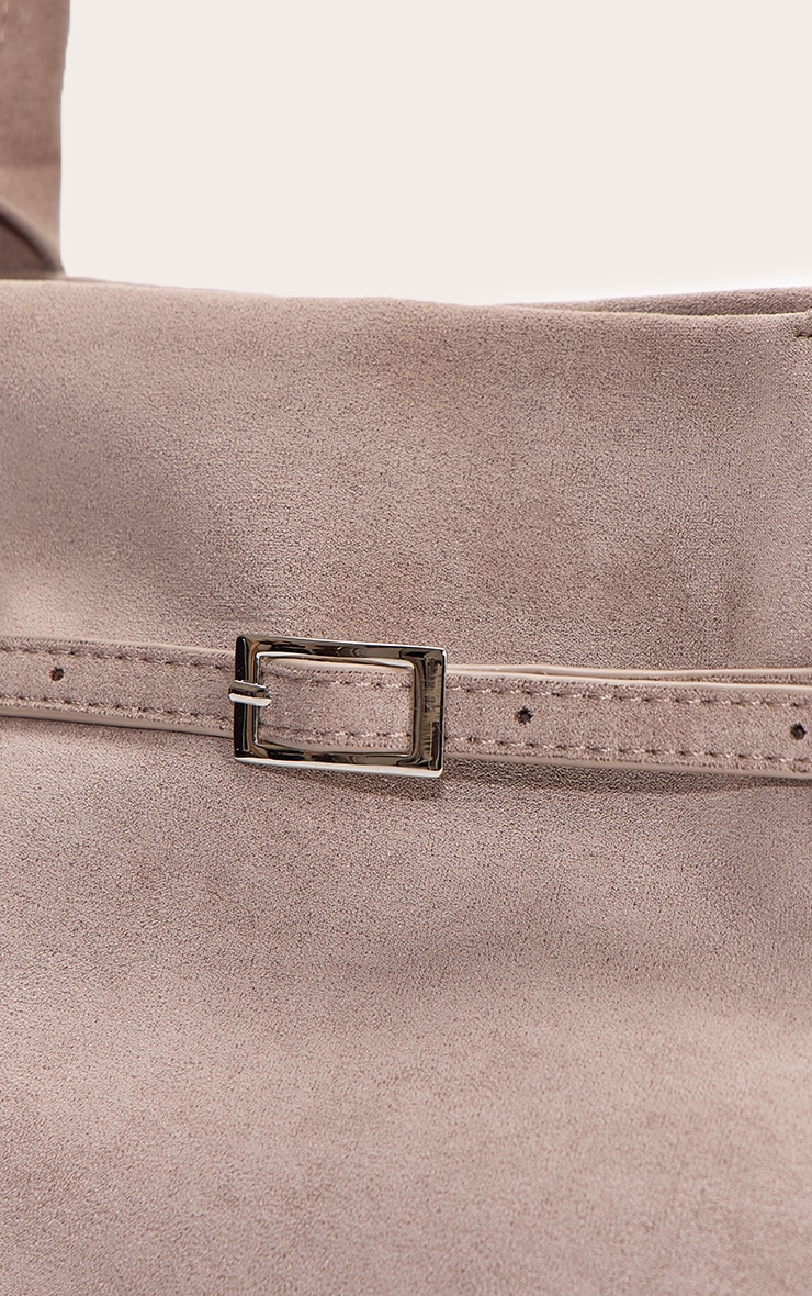 Mushroom Suede Buckle Square Structured Tote Bag image 5