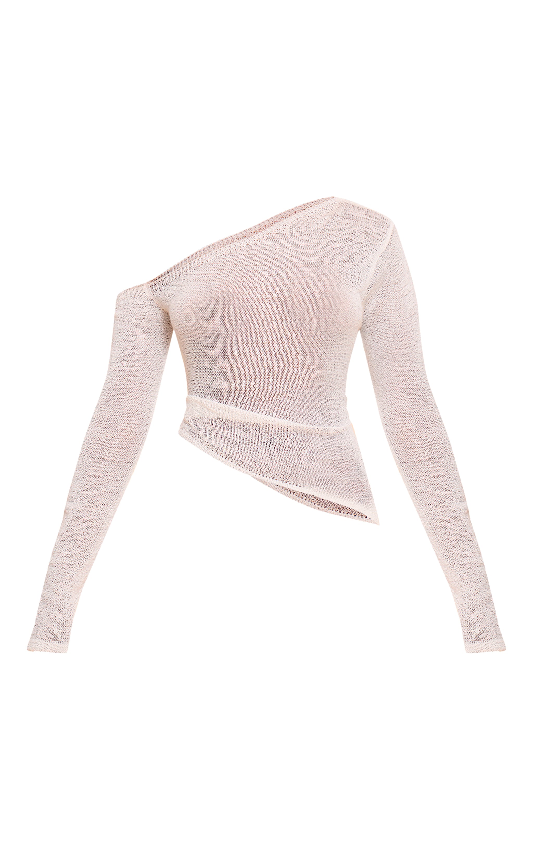 Cream Asymmetric Belted Filigree Top image 5